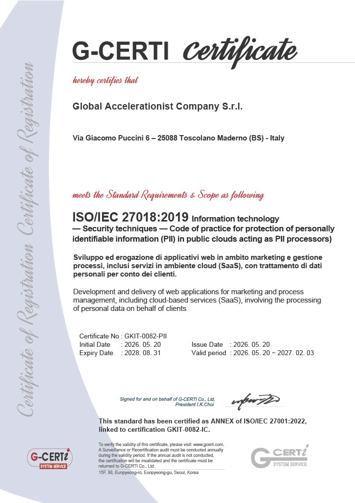 Certificat ISO 27018:2019